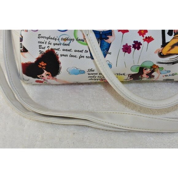 Galian New York White Faux Leather Haughty Bearing Girl Cross Body Shoulder Bag - Picture 4 of 13